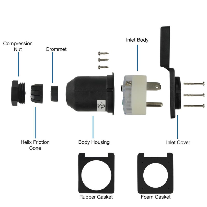 Conntek 80458-SQBK RV 30-Amp Straight Blade Black Squire Cover RV/Marine Inlet - Image 5